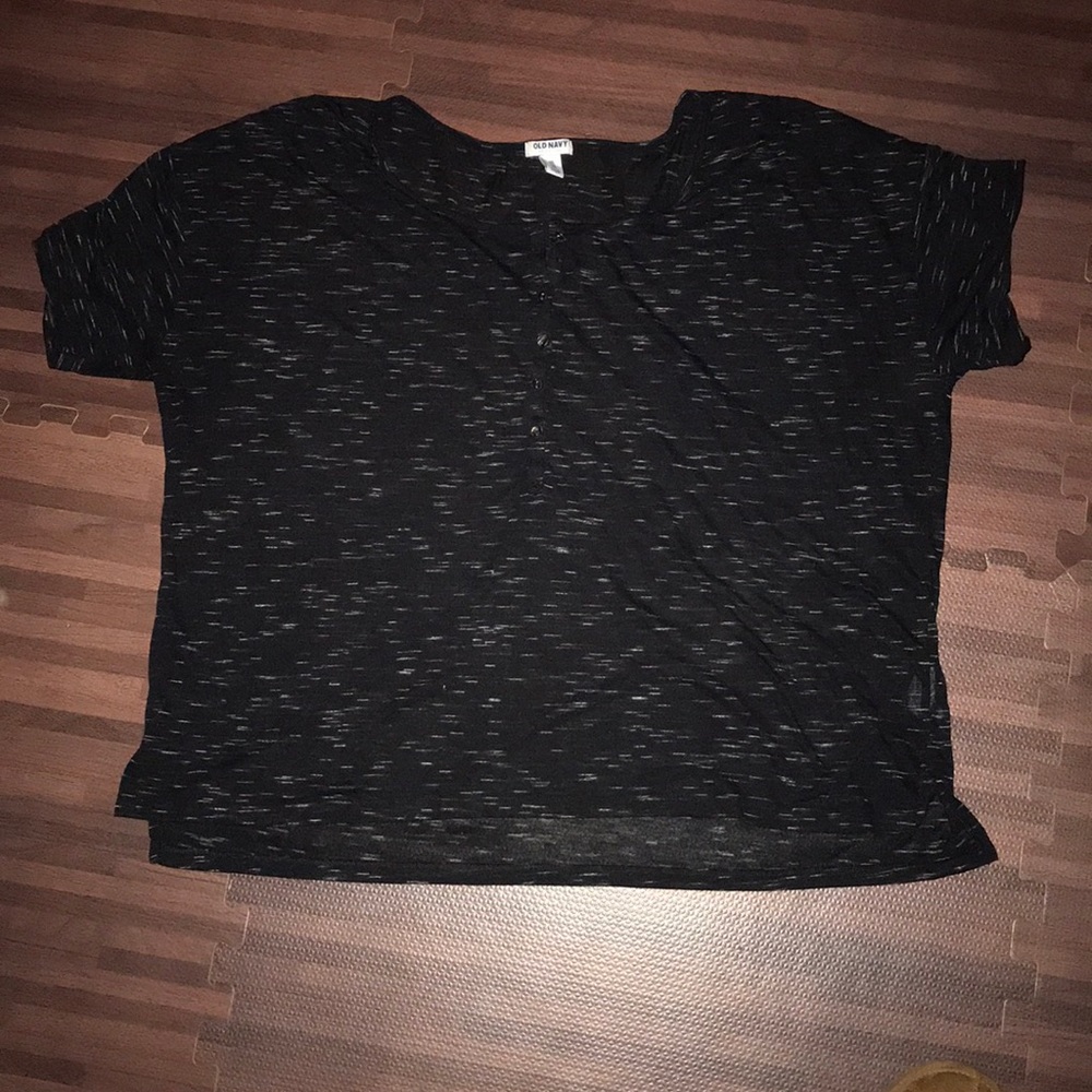 Old Navy black and white half button top